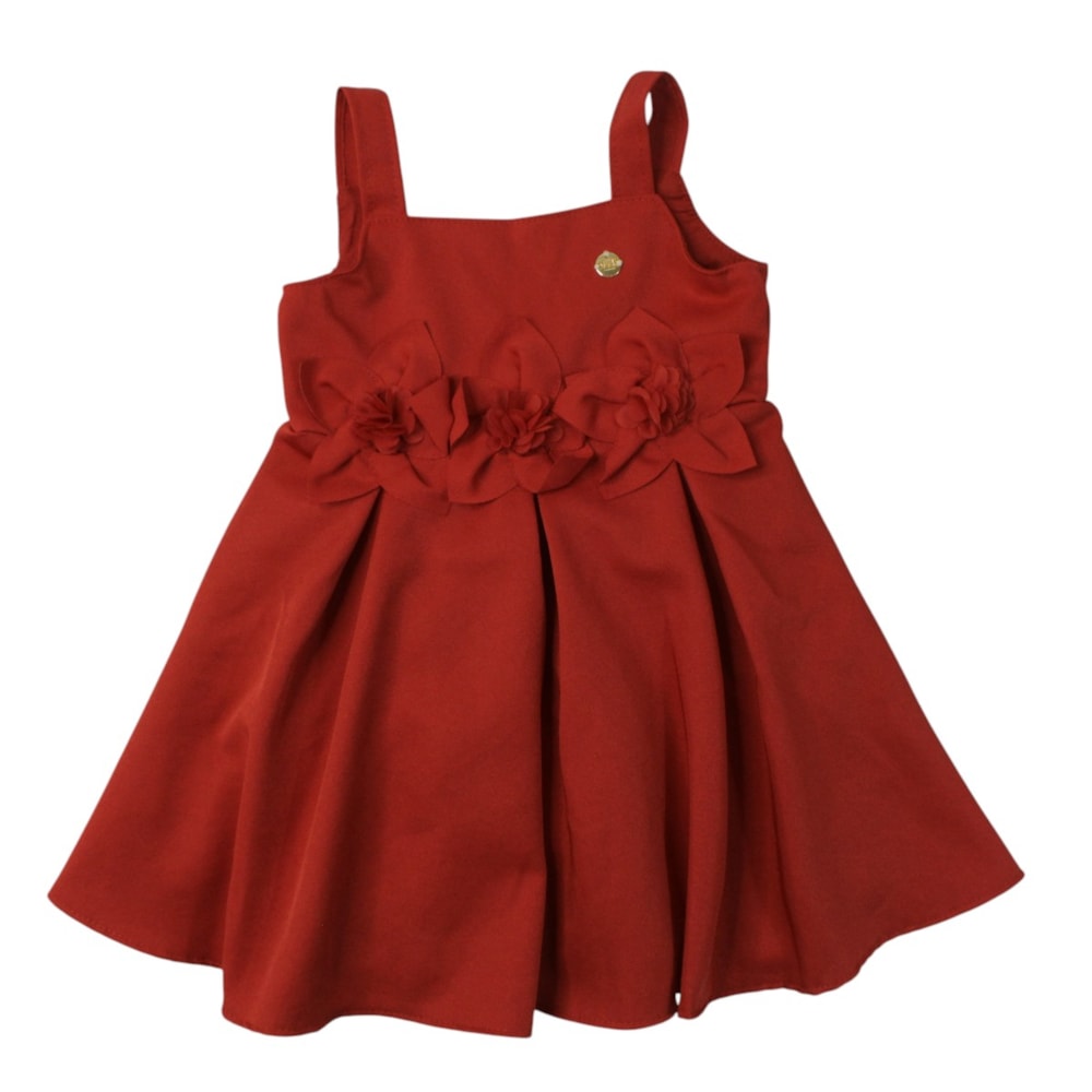 Vestido Tecido Aplique Flores 2002536 -  Milon