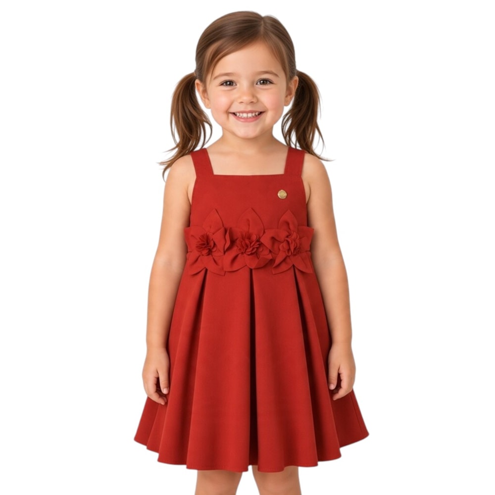 Vestido Tecido Aplique Flores 2002536 -  Milon