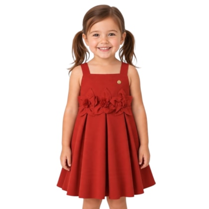 Vestido Tecido Aplique Flores 2002536 -  Milon