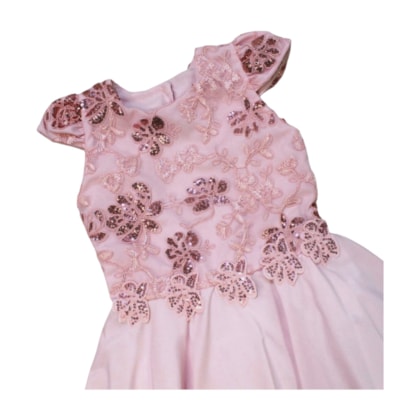 Vestido Tecido com Tule Bordado 4969 - Pupila