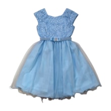 Vestido Tecido com Tule Bordado H1145 - Heloisa