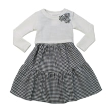 Vestido Tecido Xadrez com Blusa Aplique Flores  2 Peças 2226 - Carol e Dani