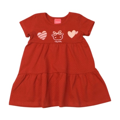 Vestido Trabalhado Estampa corações com Glitter 43427 - Kely Kety 