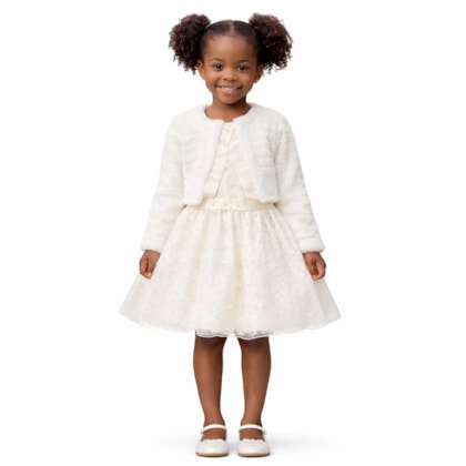 Vestido Tule Flores e Bolero 2 Peças 8283 - Mini Miss