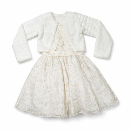 Vestido Tule Flores e Bolero 2 Peças 8283 - Mini Miss