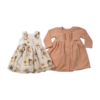 Vestido Urso com Sobretudo 2 Peças 10647 - Mini Miss
